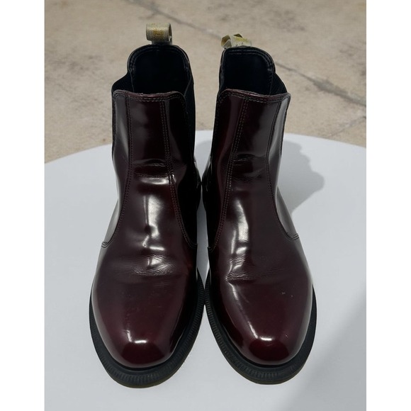 Dr. Martens Vegan Flora Boots Womens Size 8 Burgundy Chelsea Slip On AirWair - Picture 1 of 16